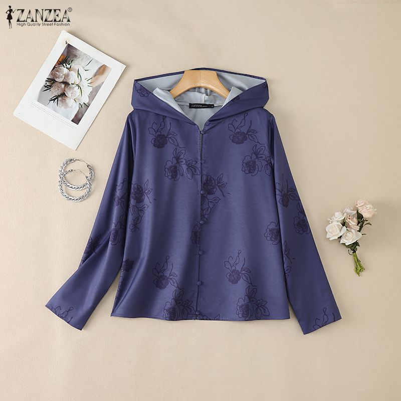 ZANZEA Women Hoodies Casual Long Sleeve Thin Cardigan Blouse