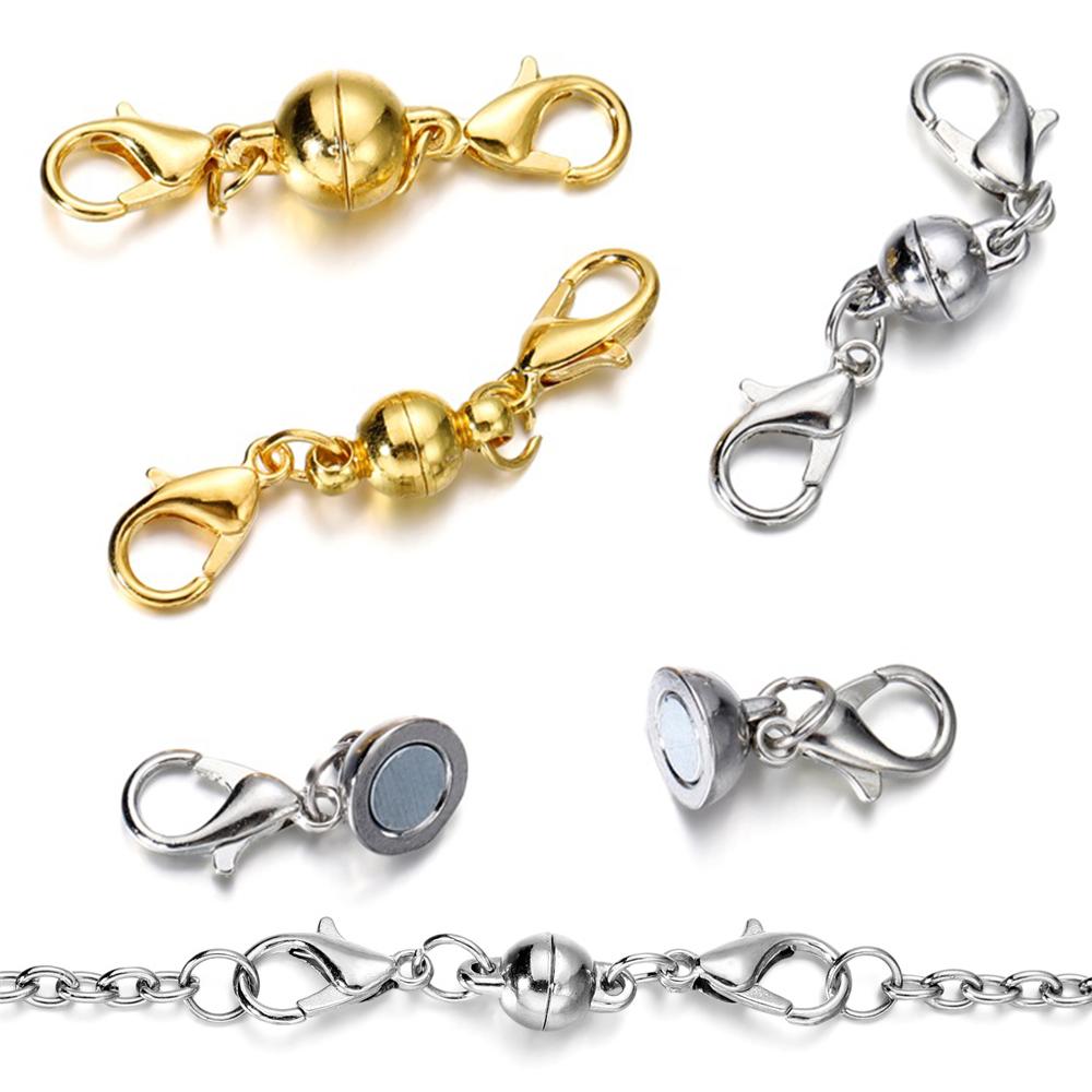 5Sets Copper Magnetic Clasps With Lobster Clasps Connectors for Necklaces Bracelets Clasp Hooks DIY Jewelry Making Findings