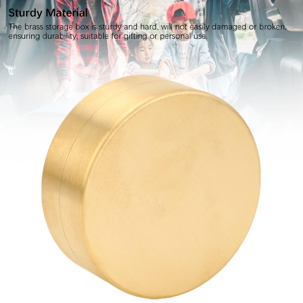 Durable S/M/L Brass Sealed Box Round Shape With Lid Water Proof Container Mini Brass Pill Box Pill Organization