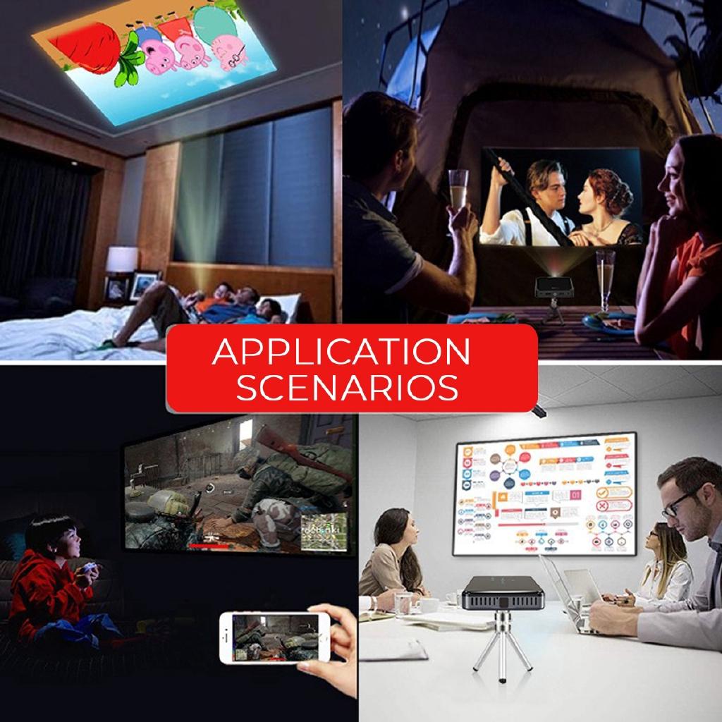 30-200inches HD 1080P Micro WIFI Bluetooth LED Projector Home Theater Android 7.1 2.4G/5G Max 4K HD DC 5V