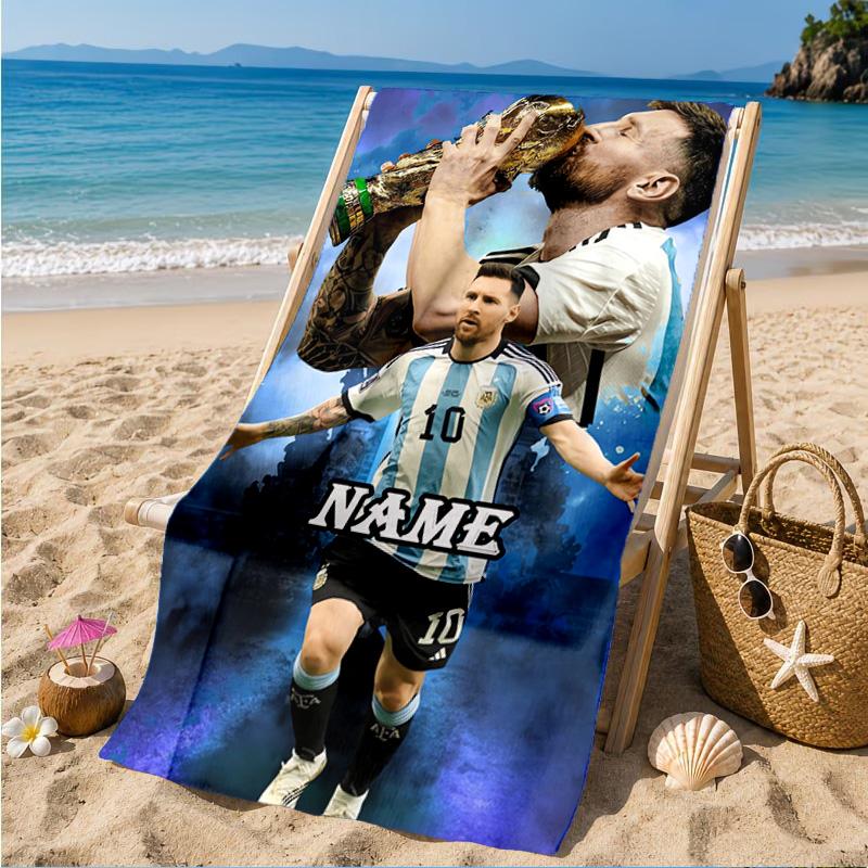 Custom Name Argentina's Victory Celebration Beach Towel Microfiber Beach Towel, Lightweight and Quick-Dry, for Summer Travel, Swimming Pool Gift