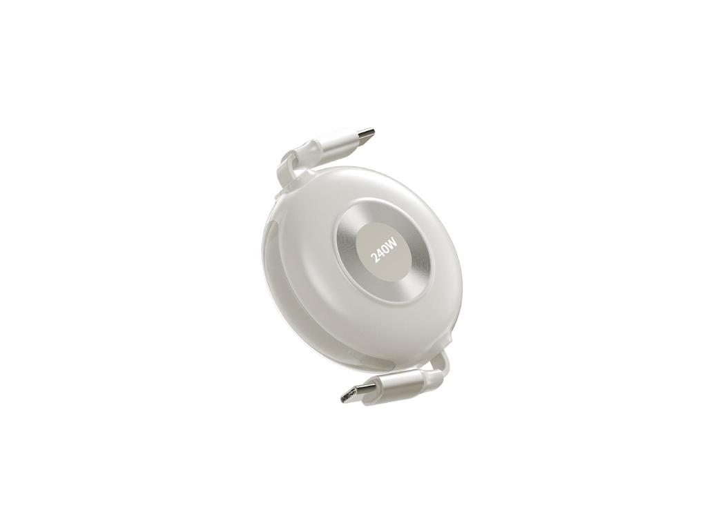 240W Fast Charging Retractable Dual Type-C Cable for Apple, Huawei, Laptops, and Phones