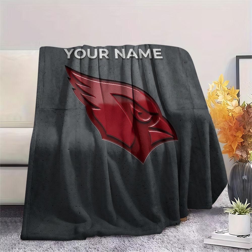 Custom Name,Arizona Cardinals Printed Flannel Blanket, Soft Throw for Bedroom Sofa, Washable, Christmas Present, Great Gift.
