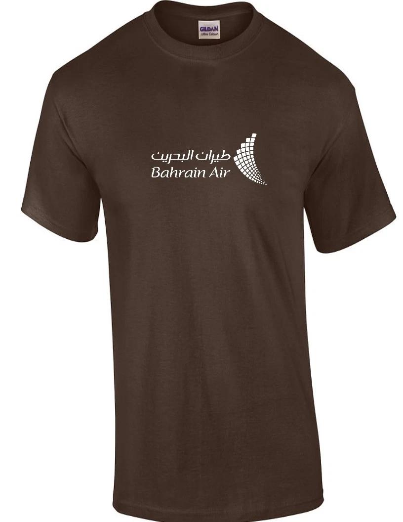 Bahrain Air White Logo Aviation Airline Chocolate Brown T-Shirt M