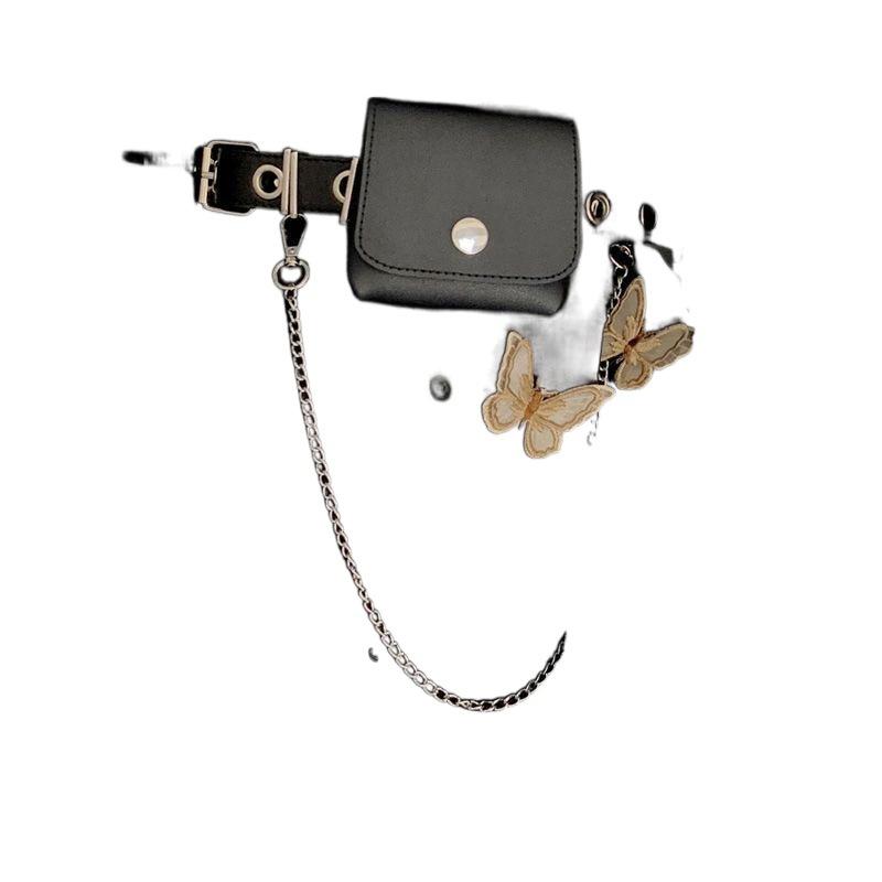 Stylish Pu Black Waist Belt With Trendy Chain Accessory For Hip Hop Outfits And Jk Uniforms