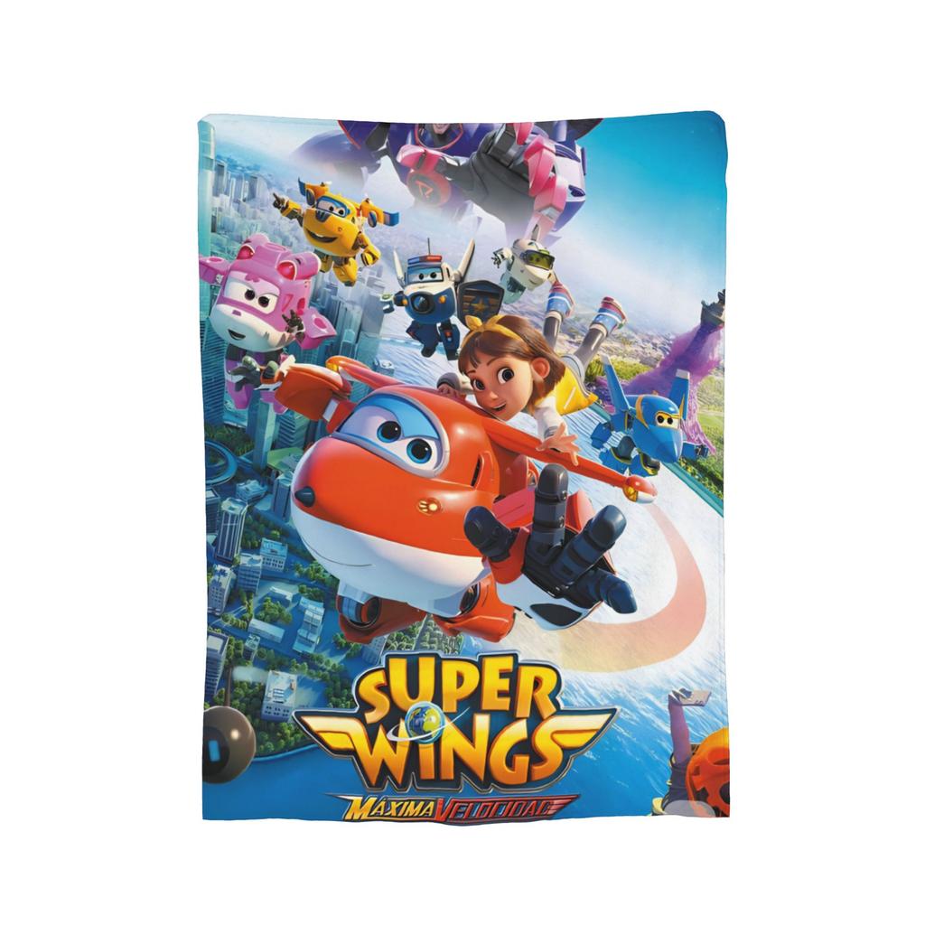Super Wings Cartoon Flannel Blanket Car Robot Funny Throw Blanket for Sofa Bedding Lounge 150*125cm Rug Piece,