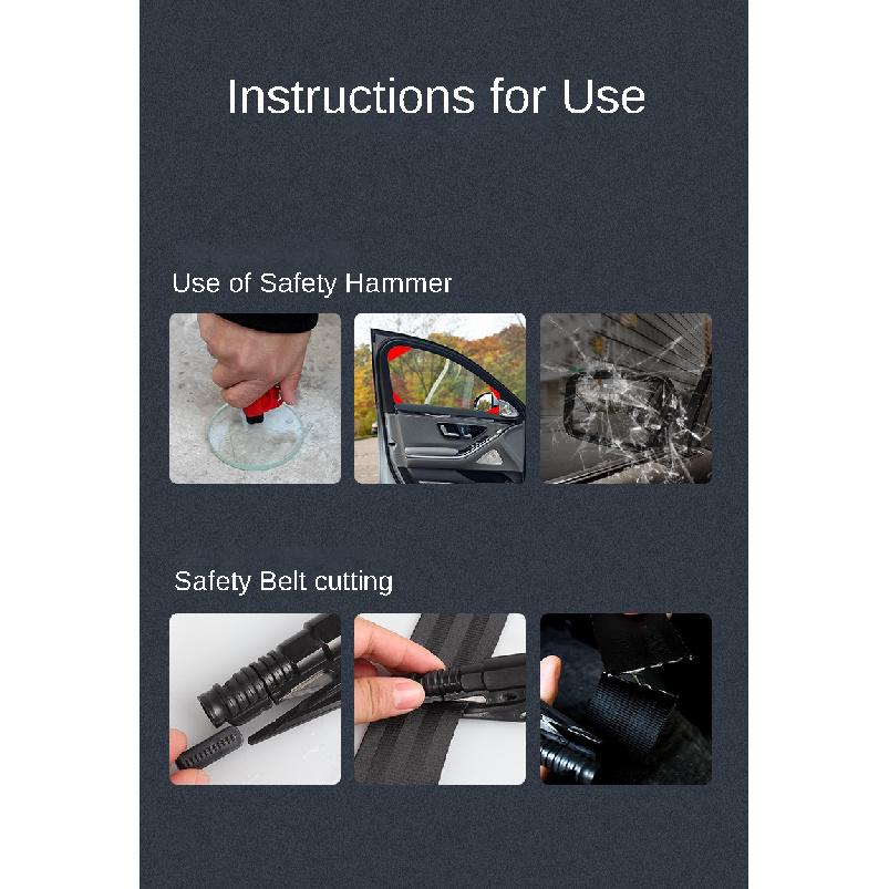Safety Hammer Car Escape Tool 3-in-1 Window Breaker Seat belt Cutter Compact Emergency Hammer Escape Tool for Car Accessories Fuse Holders1