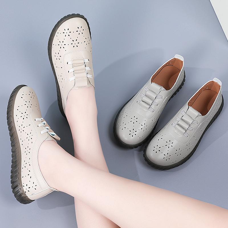 Sneakers Dame Sko Loafers Snøring Lær Flat Ny Vår Uformell komfortabel Mamma Sko Mujer Zapatos Chaussure Femme