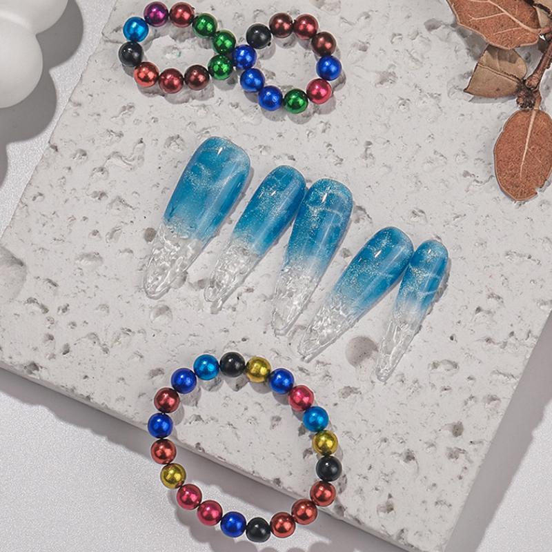 20Pcs/Set Multicolor Round Magnet Beads Multi-Function Nails Sparkling Flower Carving Cat Magnet For Gel Polish Design Accessor