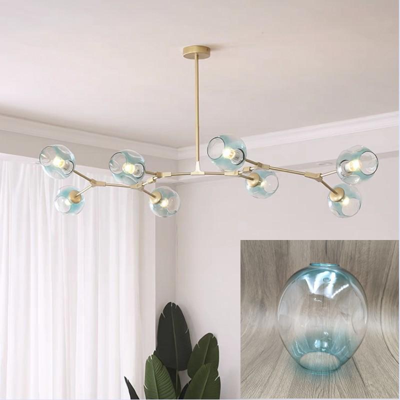 Amber Gradient Glass Chandelier - European Style Molecule Design for Living or Dining Room