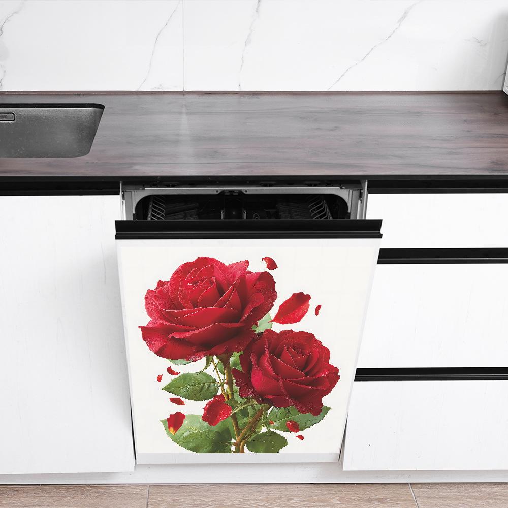 Self-adhesive Valentine Day Rose Petals Wall Stickers for Cabinet Wardrobe Home Decor