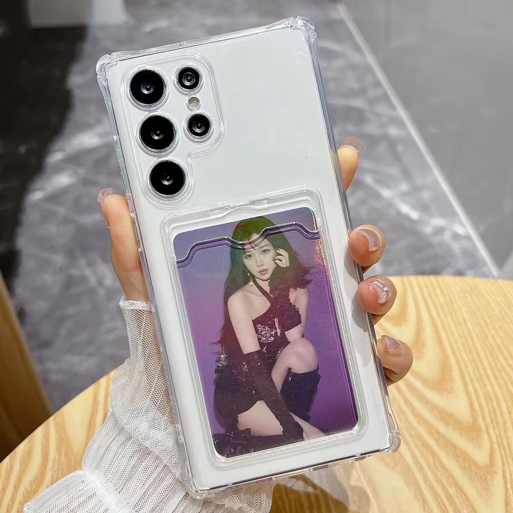 Soft Transparent Card Holder Bag Phone Case for Samsung A57 A16 A17 A56 5g A37 A07 A55 A36 Galaxy S23 S24 S25 S26 Ultra Cover