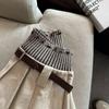 2025 Autumn Korean Style High-Waist Pleated Knit Patchwork Mini Skirt