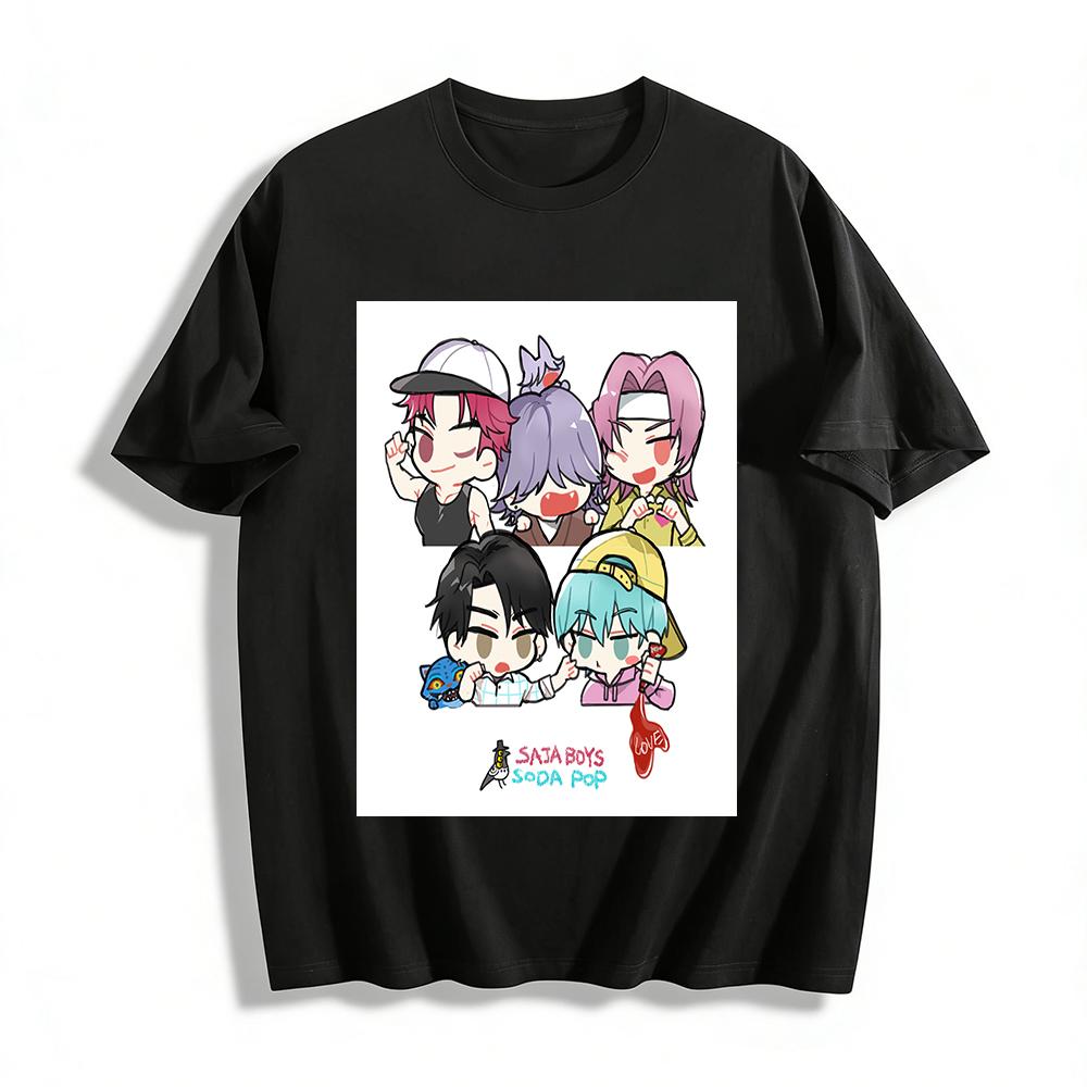 

SAJA BOYS SODA POP Повседневный топ с мультяшным принтом Унисекс Свободный крой Модная футболка Футболка из чистого хлопка XXS