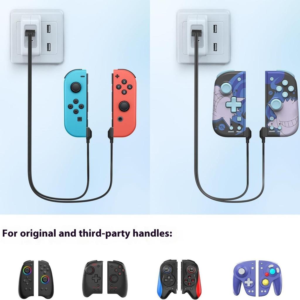 Charger Cable for Nintendo Switch OLED Joy-Con Controller 2 In 1 Gamepad USB Power Cord