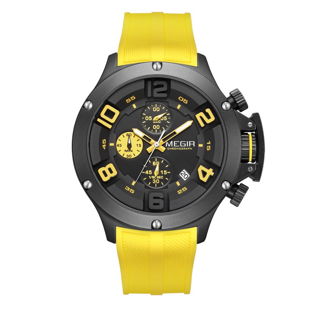 MEGIR Fashion Sport Quartz Watches for Men Big Dial Watch Chronograph Waterproof Luminous Man Wristwatches Date Clock 8115
