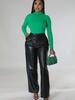 New Autumn Winter PU Women's Wide Leg Pocket Casual Leather Pants