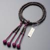 Buddhist Altar Shop Takita Shoten Shingon Buddhist Prayer Beads for Women, Striped Ebony (Matte Polished), 8 inches, with Silk Flower Brahma Tassel an