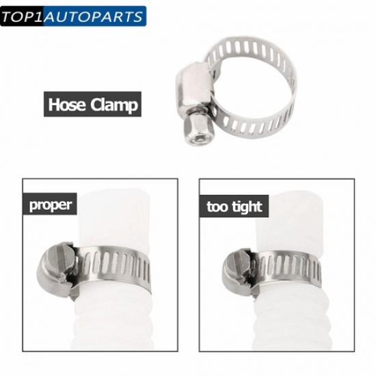 New 50 Pcs HOSE CLAMPS 3/8" - 5/8" Adjustable Steel Band Worm Clip Universal Acc