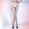 Collant Sexy Serie Aurora 1D Lucidi Trasparenti Seta Elasticizzati Donna Pizzo Intagliato Aperto sui Quattro Lati Cavallo Collant Club Pole Dance