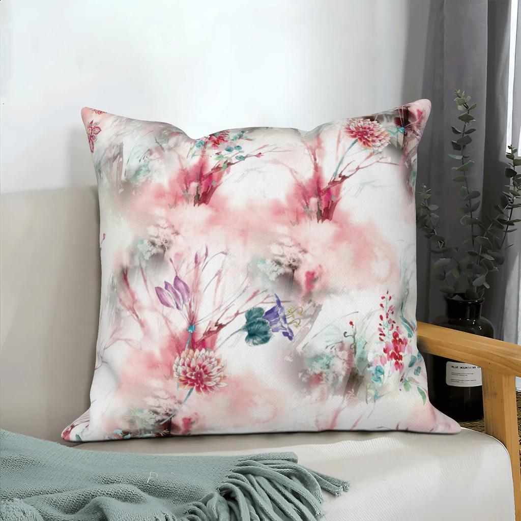 Pink Floral Home Decor Spring Flower Pillowcase Living Room Wedding Pillowcase Sofa Square Cushion Cover