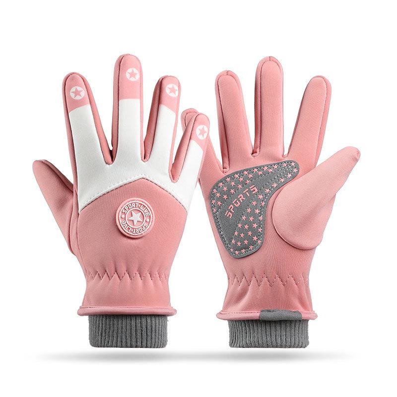 Luvas de Ciclismo Inverno Unissex com Tela Sensível ao Toque - Antiderrapantes, Impermeáveis, Quentes, Microfibra Espessa à Prova de Frio para Crianças