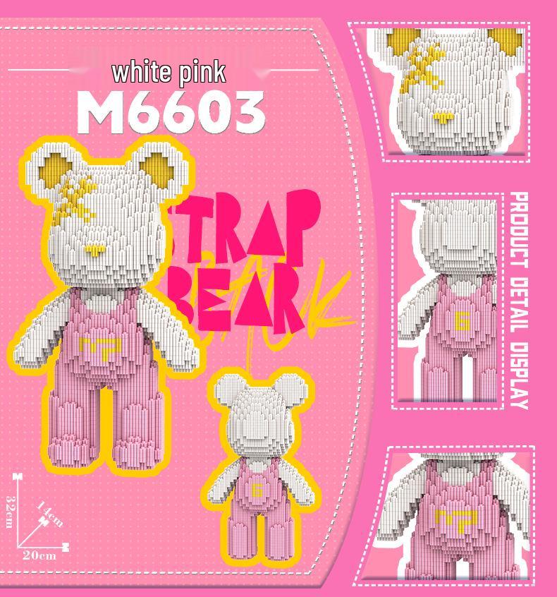 Mengpin Transparent Bear Micro Bricks Puzzle Toy for Kids - Brain Teaser Birthday Gift Figurine