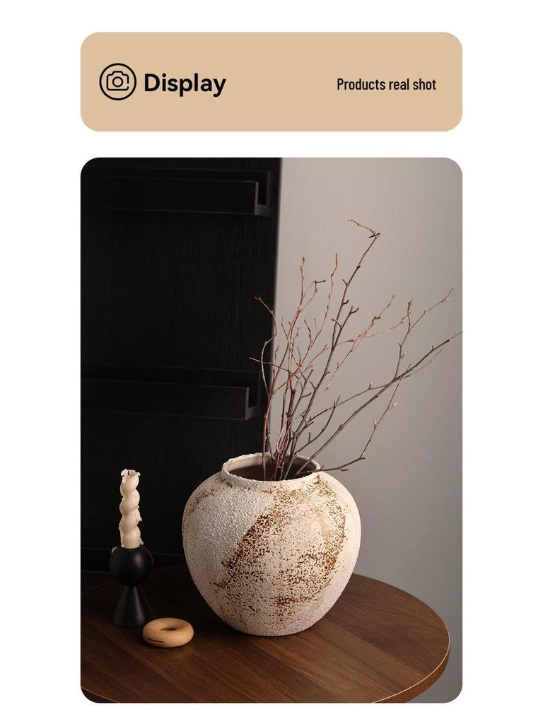 Retro Chinese Wabi-Sabi Ceramic Vase: High-End Decorative Pottery for Elegant Flower Arrangements In Living Rooms