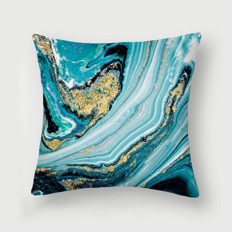 Nordic Blue Marble Polyester Pillowcase Sea Rock Texture Bedside Sofa Chair Throw Pillow Cushion Cover Home Decor Cushion Cover
