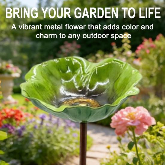 Estaca de Flor de Metal para Jardim Abelha Feita à Mão Estação de Rega Inserção no Solo Banho de Pássaro Alimentador Tigela de Bebida para Borboleta Decoração Externa para Jardim Quintal Gramado