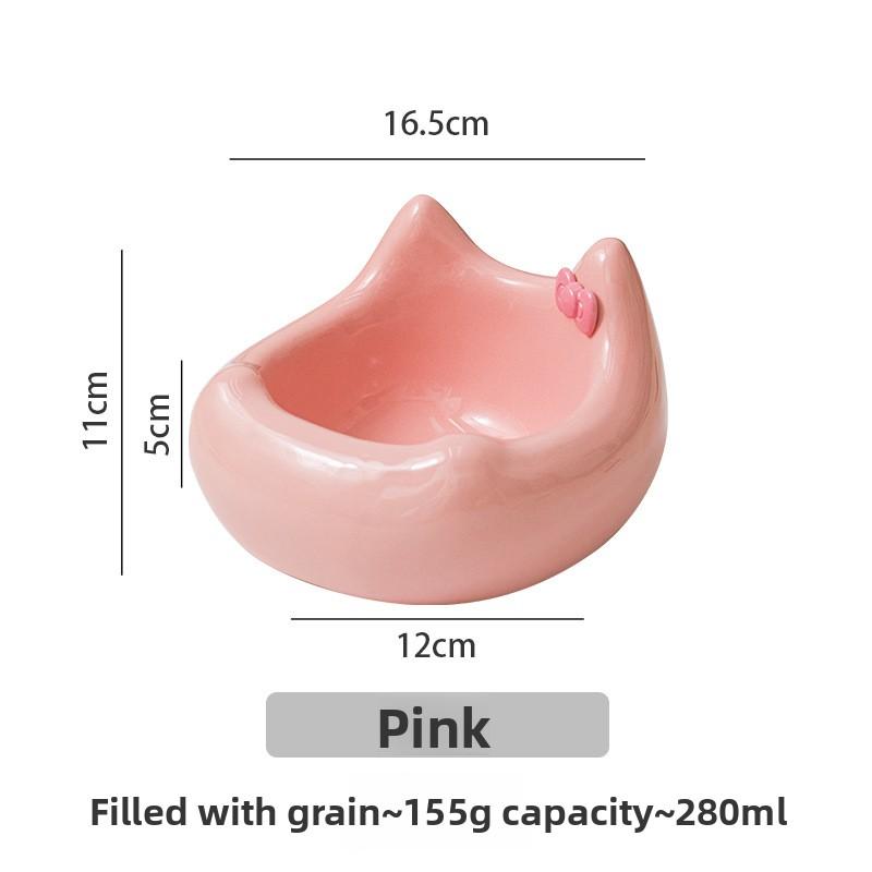 Ceramic Cat Food Basin Pet Bowl Ceramic Cat Bowl Neck Protection Diagonal Mouth Pet Food Basin Cute Overturned