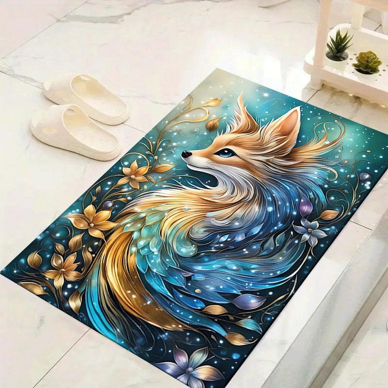 

1pc Beautiful fox Print, Design Indoor Area Rug - Soft, Anti-Slip, and Durable Gaming Room Decor for Bedroom 60cm by 90cm