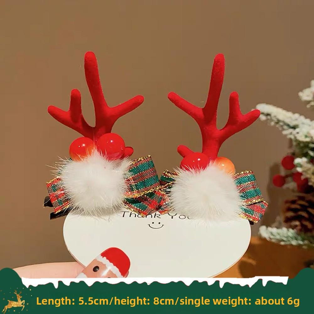 Christmas Antler Hair Clips New Year Hair Clips Elk Antler Duckmouth Hair Clips Cute and Sweet Headwear