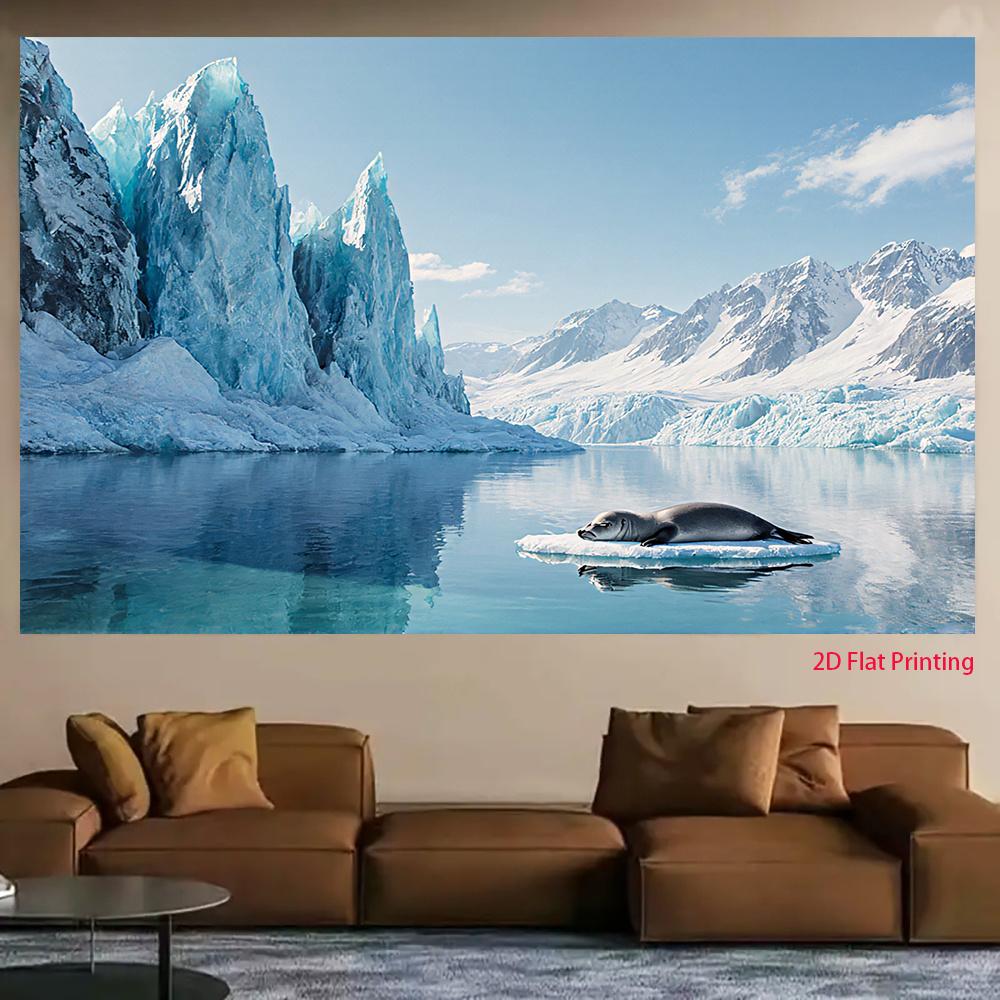 2D Flat Surface 1 Piece of Antarctic-themed Background Fabric with a Tower-shaped Banner Suitable for Decorating the Room