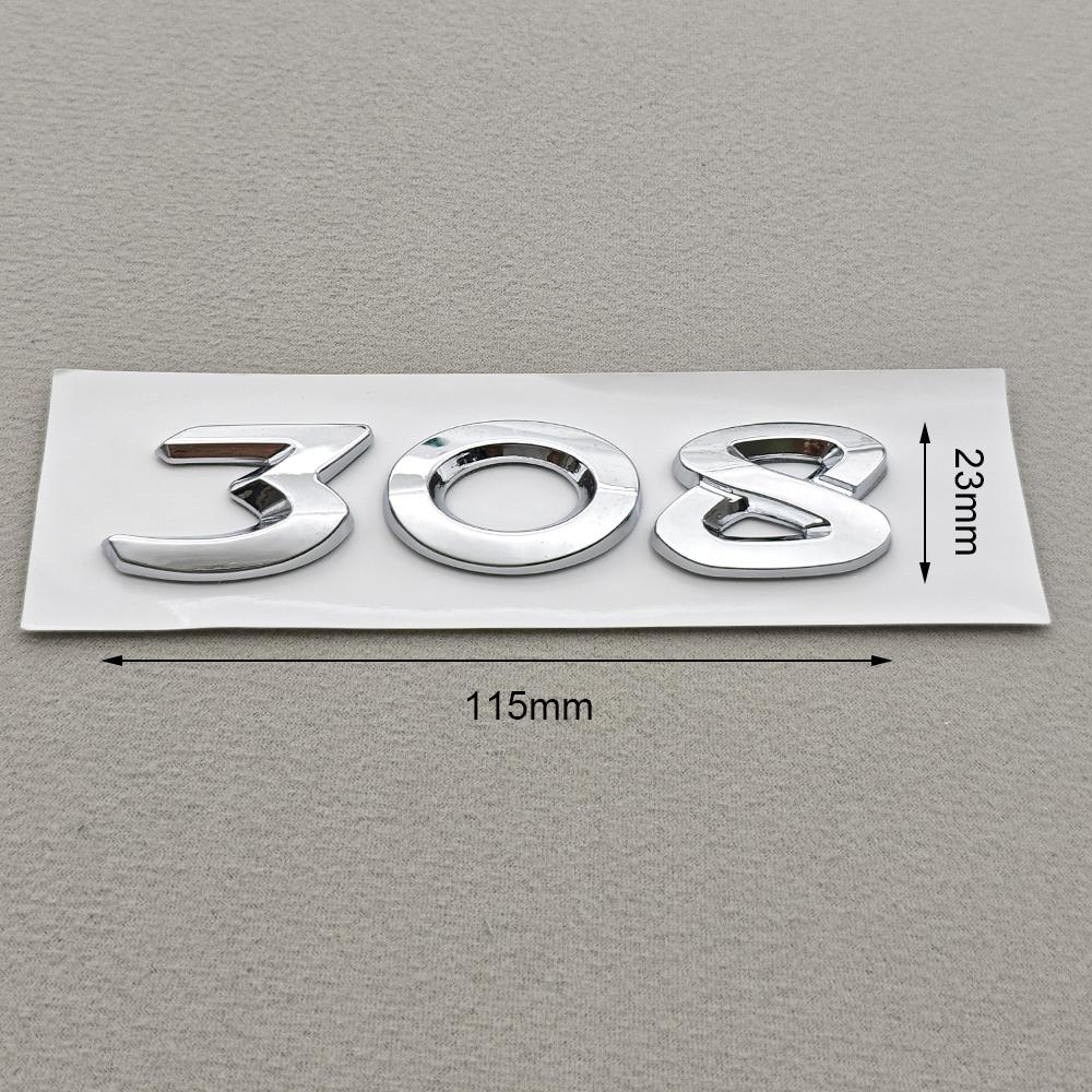 3D ABS Car Badge New 308 Letters Logo Emblem Chrome Black Rear XNBS5 Trunk Sticker Accessories For Peugeot 308 SW GT Line GTI T9 T7 P5