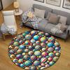 Minimalist Round Christmas Multicolor Area Rug, Non-Slip Floor Mat for Dining Room