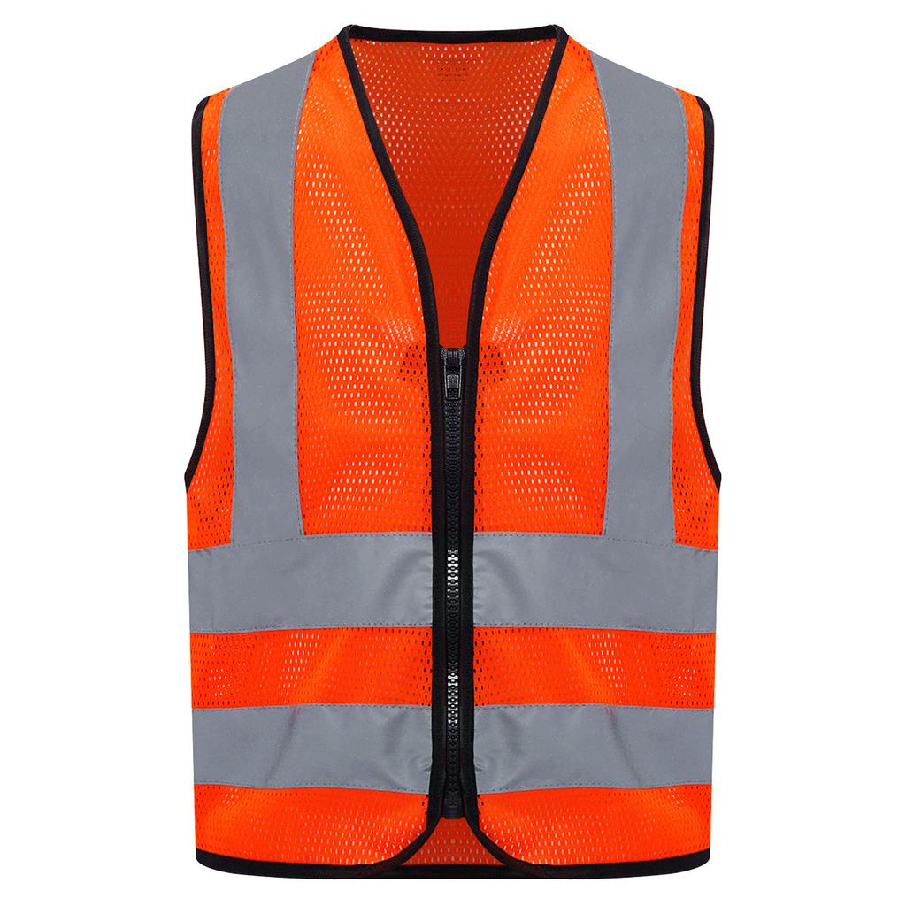 Unisex Barnesikkerhetsvest Ermeløs Glidelåsdesign Høy Synlighet Reflekterende Vest Frivillig Aktiviteter