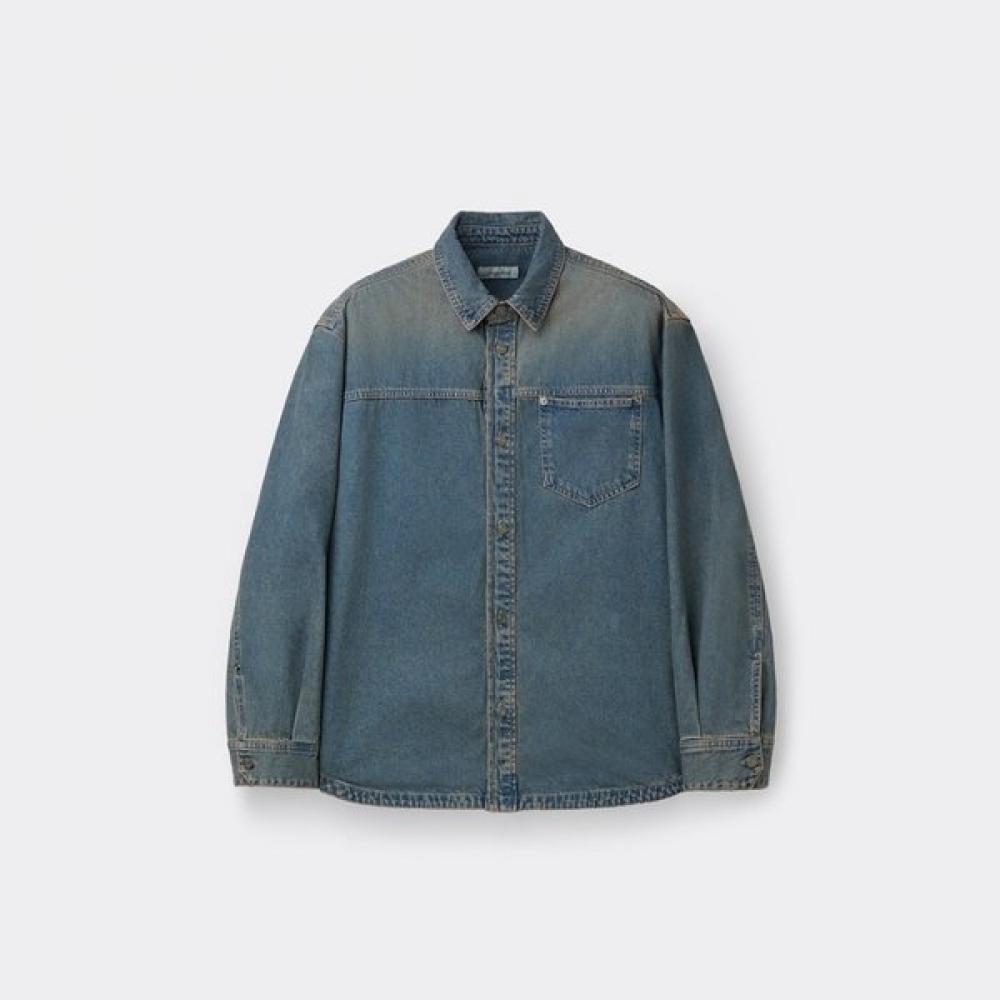 Customellow Oversized Fit Blue Denim Shirt C9sam26211bux