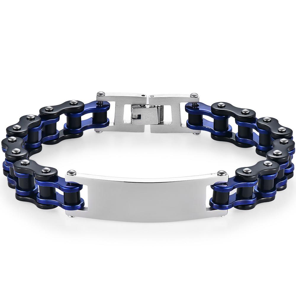 12MM Motorcycle Bike Chain Bracelet for Men Stainless Steel Bicycle Link Design Men's ID Bracelets Punk Rock Jewelry Accessory 10 Color