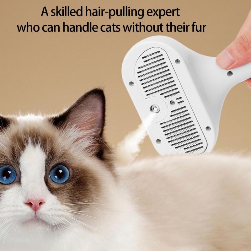 Portable Rechargeable Pet Hair Brush Gentle Soothing Steams Technology for Various Coat Type
