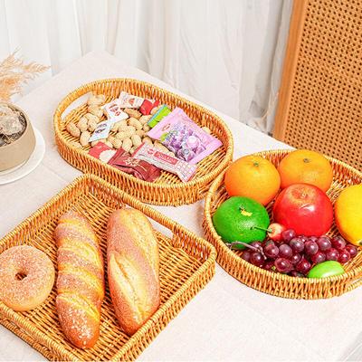 Fanshun Rattan Square Serving Tray Set
