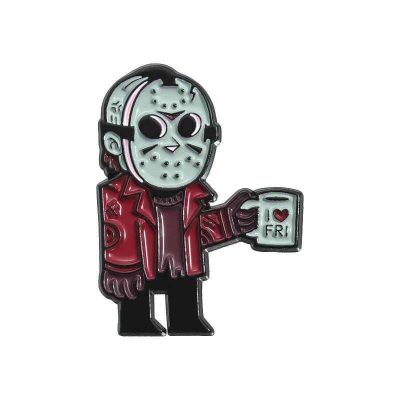 Halloween Horror Brooch Enamel Pins Custom Masked killer Brooches Lapel Badges Funny Jewelry Gift for Friends
