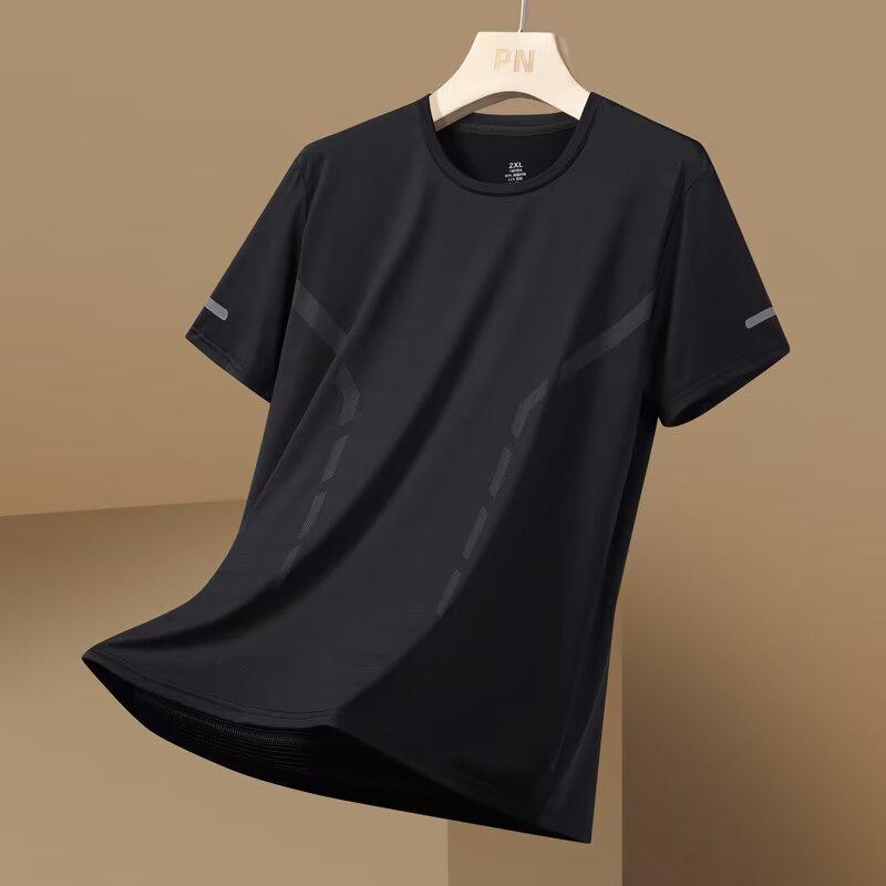 Men's Summer Quick-Dry Mesh Fitness T-Shirt, Elastic Casual Half Sleeve