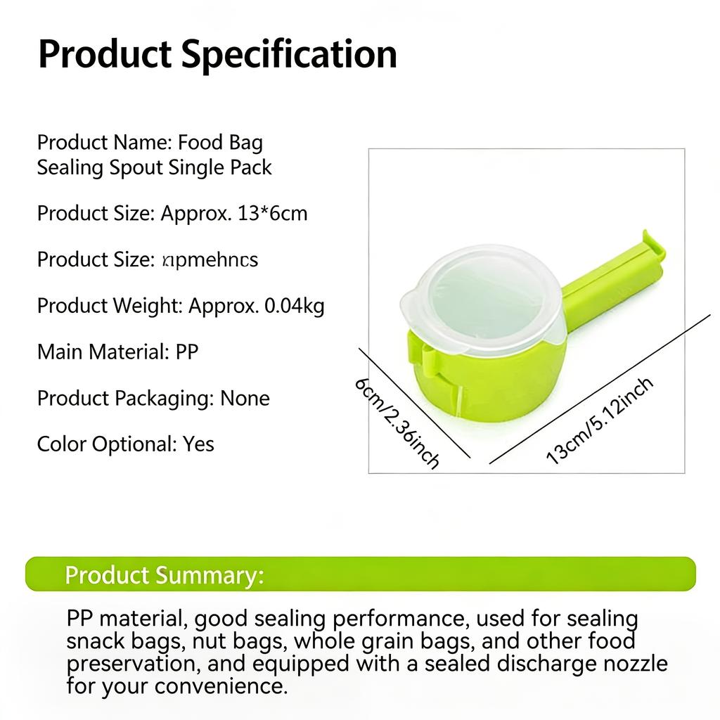 1 pezzo di Clip Sigillanti per Alimenti con Beccuccio Erogatore, Clip Sigillanti a Prova di Umidità per Snack e Fiocchi d'Avena, Sigillatore per Sacchetti da Cucina per la Freschezza, Clip Sigillanti