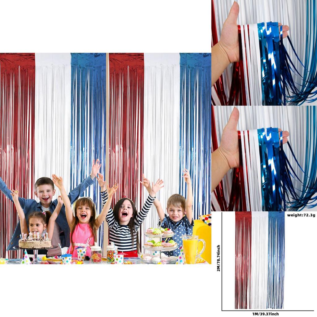Vibrant Red White And Blue Independence Day Streamer Curtains For Festive Home Decor