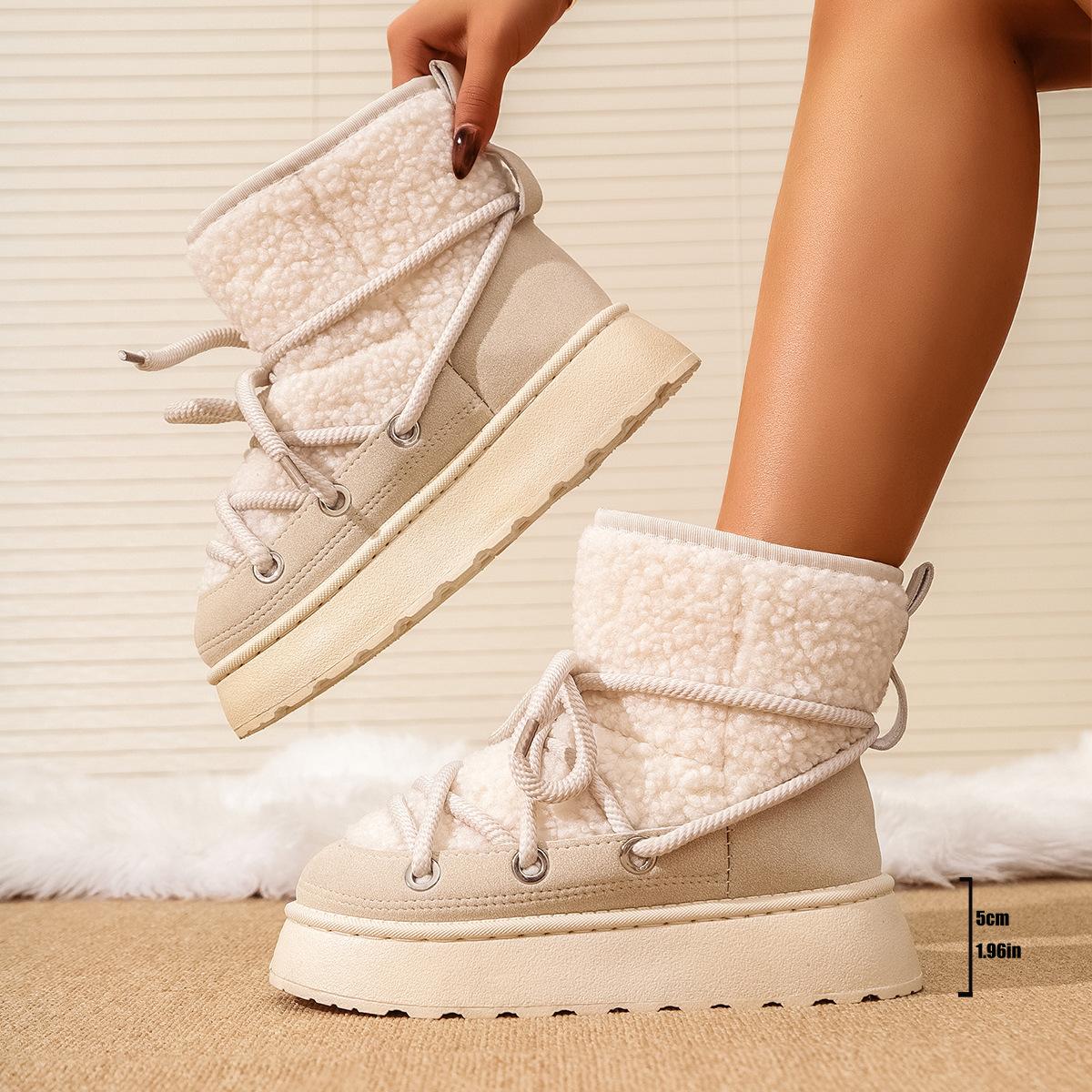 

Жіночі зимові чоботи - 2025 Осінньо-зимовий новий стиль Флісова підкладка Надтовсті Теплі Снігові Чоботи Універсальні для будь-якого вбрання 37