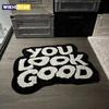 Fluffy Tufted Letter Floor Mat You Look Good Area Carpet Antislip Korean Irregular Lounge Rug Bedroom Chair Foot Pad Decor