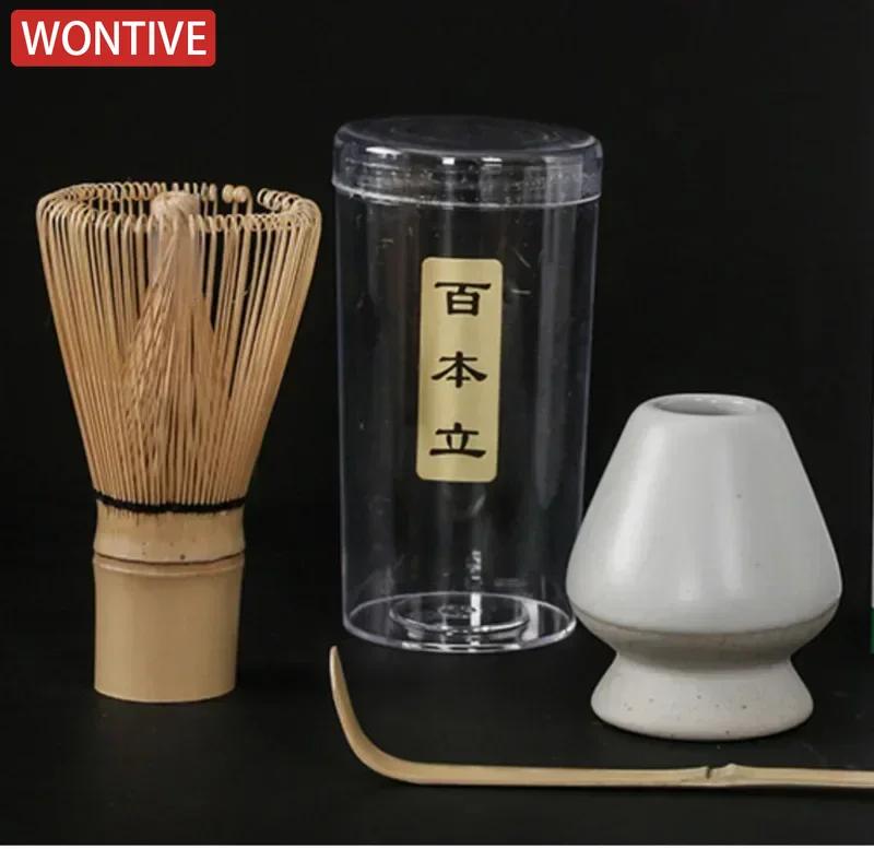 3/4 Stück Handgefertigt Zuhause Leicht zu Reinigen Matcha Tee Set Werkzeugständer Kit Schale Besen Schaufel Geschenk Zeremonie Traditionelles Japanisches Zubehör