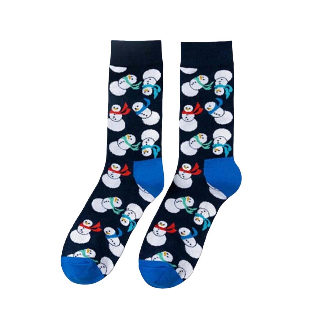 Unisex Christmas Pattern Long Cotton Socks, Knit Socks