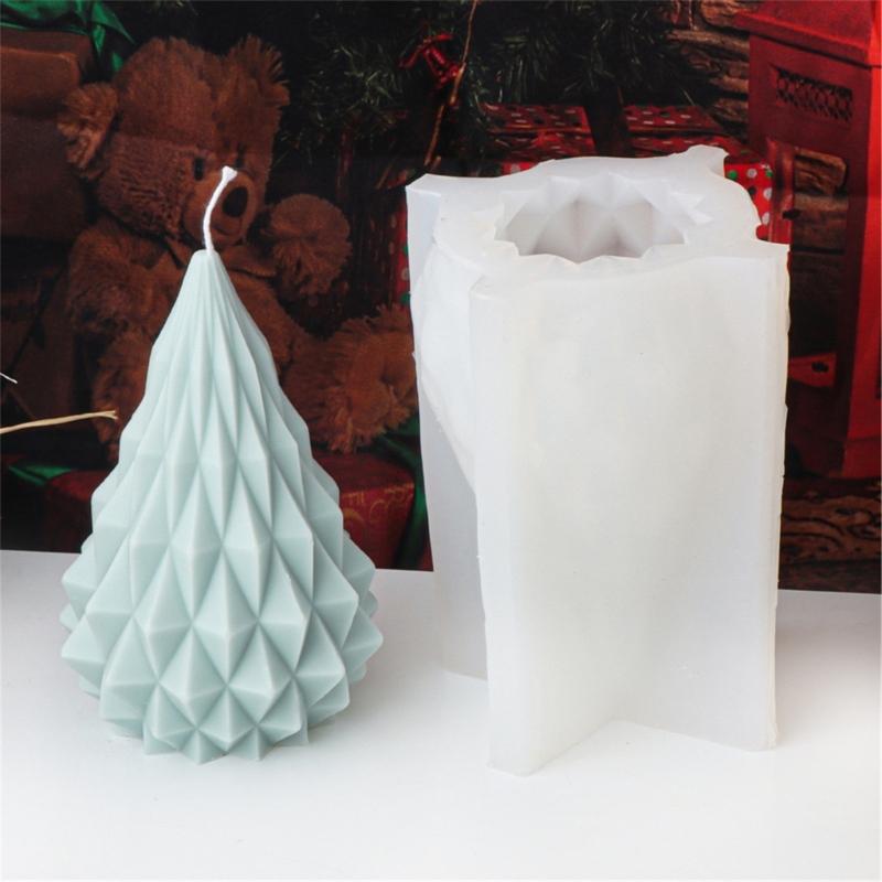 Flexible Silicone Mold Handmade Scented Candle Mould Geometric Christmas Tree Aromatherapys Mold Home Decorations